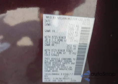 2013 Infiniti Jx35 из США, поврежденный, VIN 5N1AL0MM8DC339677